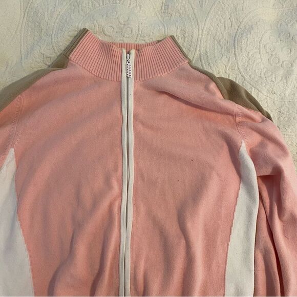 Y2K Sport Haley size Medium Light Pink Barbie Coquette Preppy Full Zip Sweater - Picture 6 of 11